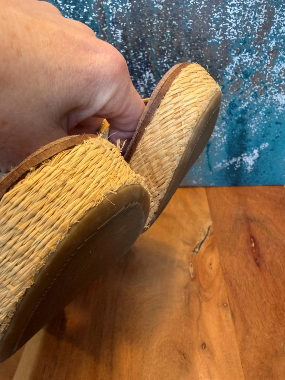MIA‎ Boho Raffia Platform Wedge Sandals Natural Size 9 (GUC)